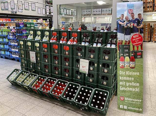 Aufbau 500 ml Glasflaschen im Markt