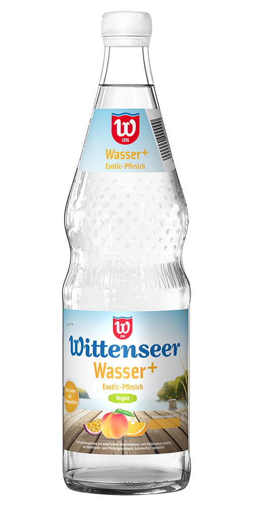 Flasche Wittenseer Wasser Plus Exotic Pfirsich von der Wittenseer Quelle